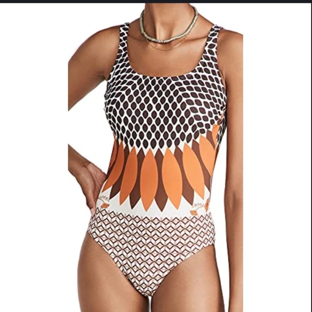 Tory Burch Printed Tank Swimsuit in Giverny Engineer